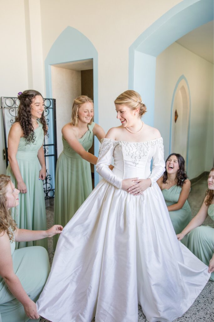 St. Paul's Shrine Cleveland Ohio wedding Bride getting ready interior