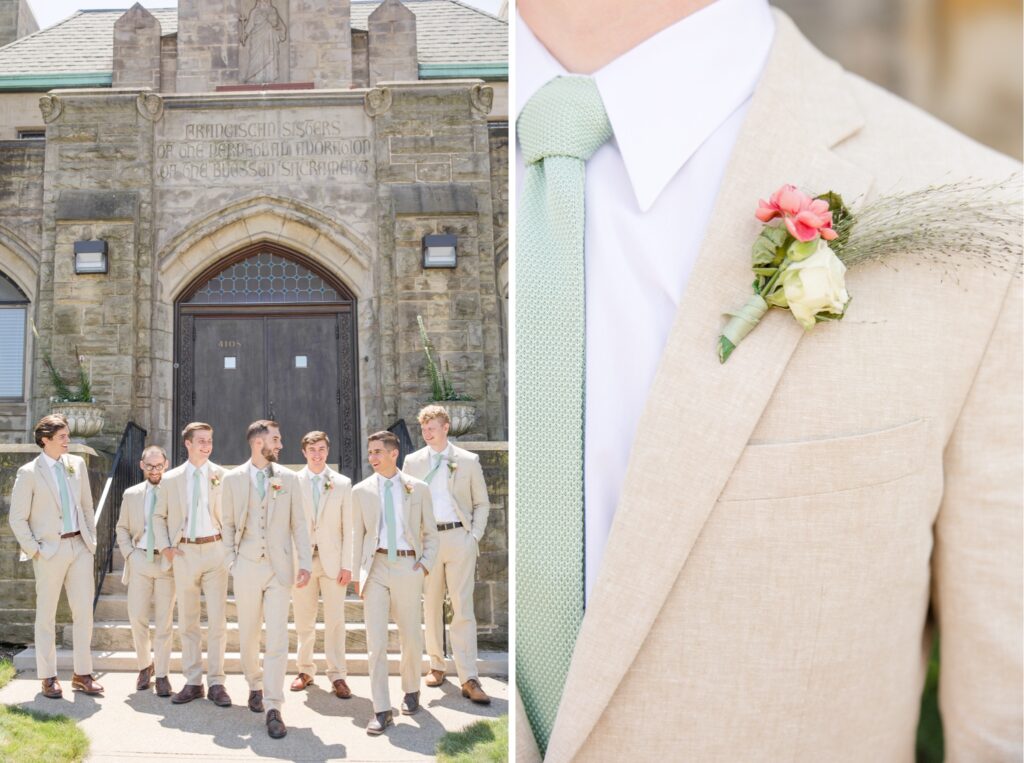 St. Paul's Shrine Wedding Cleveland Ohio Groom and Groomsmen getting ready