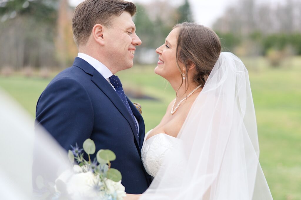 Aurora Meadows Wedding Bride and Groom portraits on the patio