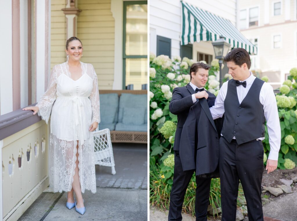 Athenaeum Hotel bridal suite Chautauqua Lake Bride and Groom getting ready for wedding