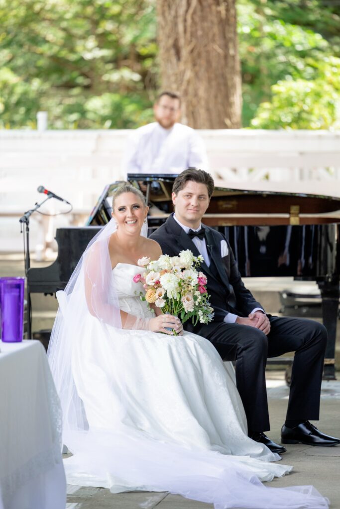 Catholic wedding photographer Cleveland outdoor ceremony with bride and groom
