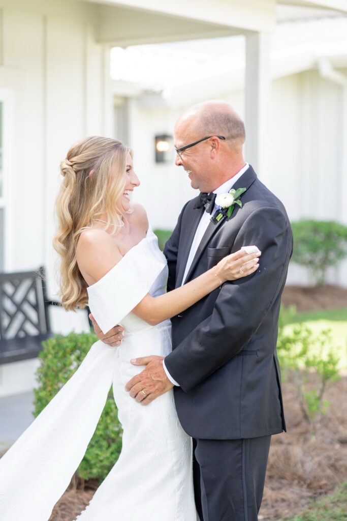 Classic Southern Wedding Bride and Dad embracing
