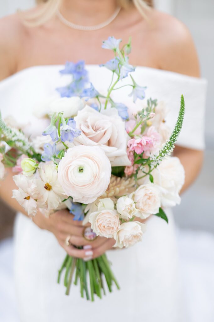 Fox Hill Wedding Photographer light and airy blush wedding bouquet