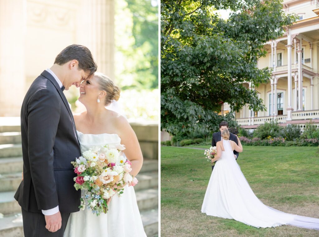 Athenaeum Hotel Chautauqua wedding Bride and Groom Portraits on the property
