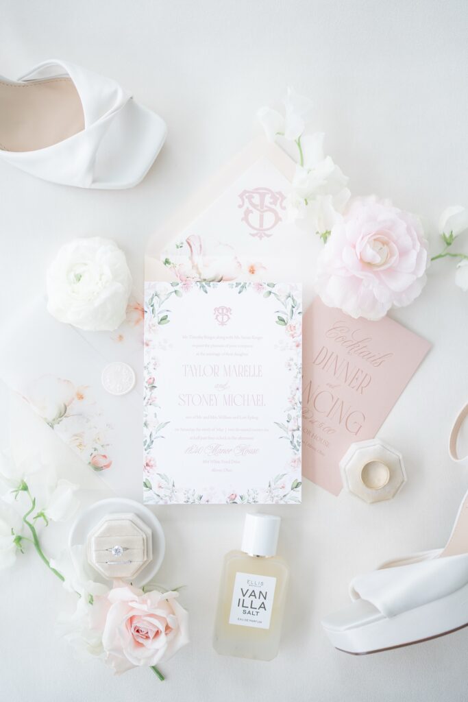 Light and Airy Akron Wedding Photographer Wedding Invitations and Florals
